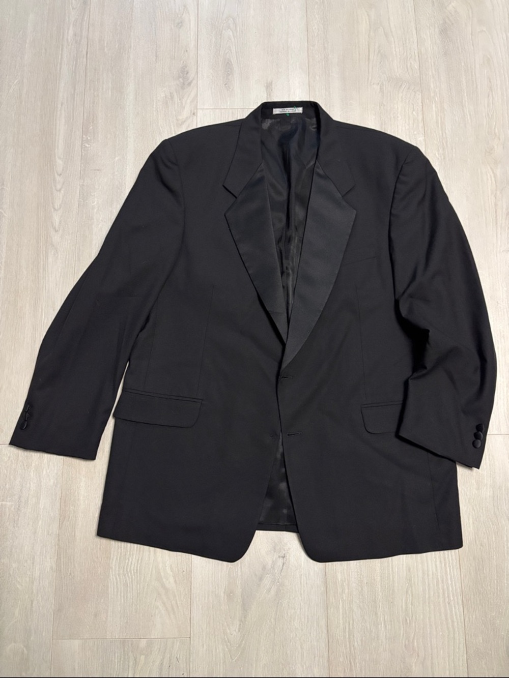 🔥BUNDLESALE Men's 46L Mondo Uomo Black Wool Tuxedo Jacket with Satin Lapel